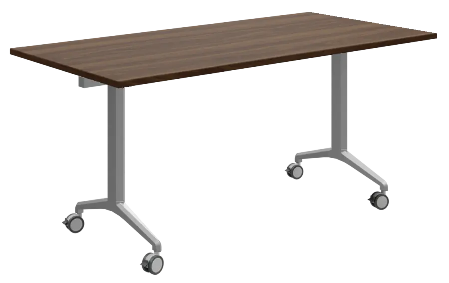 SLKP 160/80 Pojízdný skládací stůl 1600 x 800 mm, deska ořech královský/nohy stříbrný lak